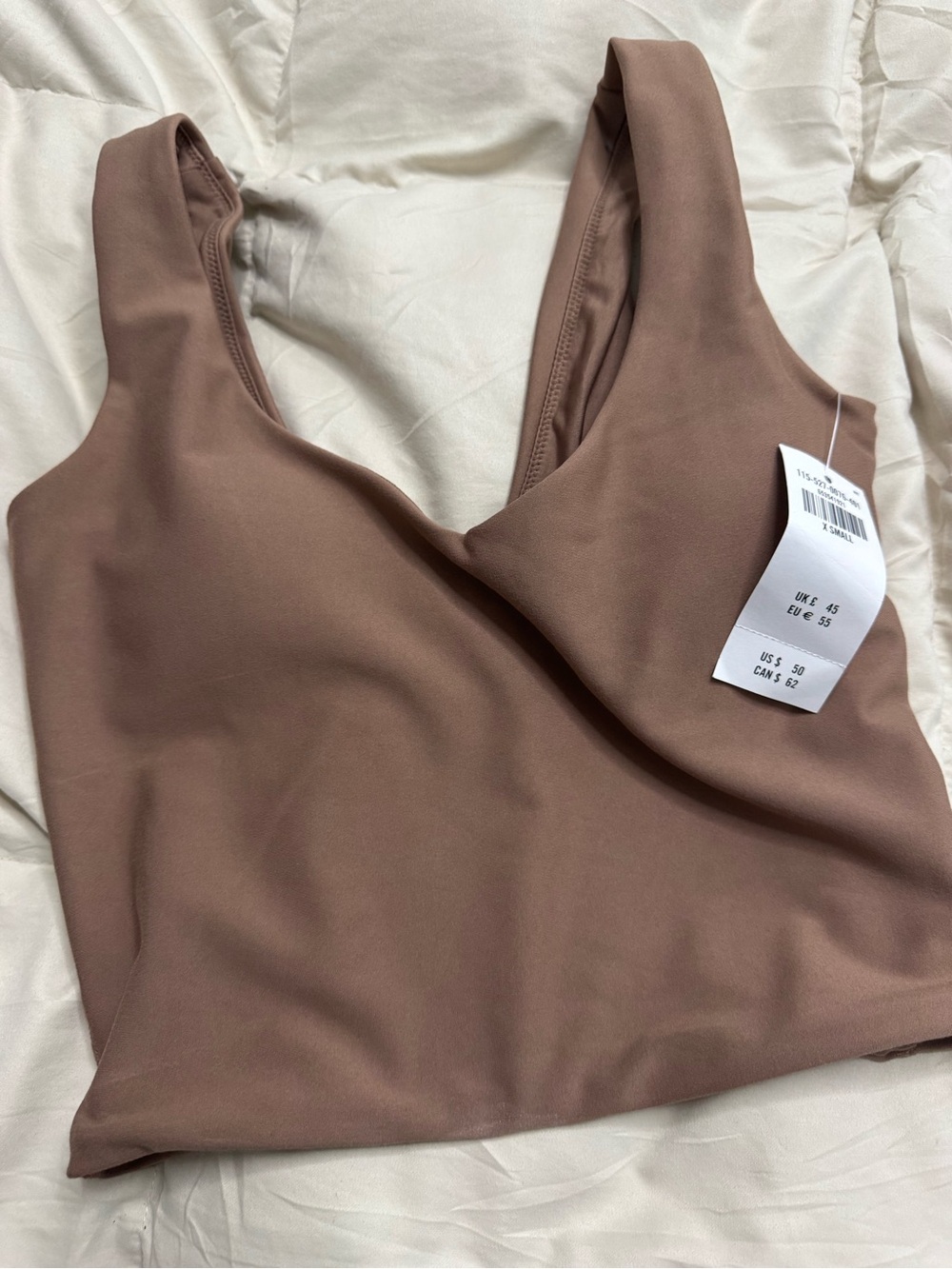 Sleeveless Scoop Neck Crop Top in Taupe Abercrombie